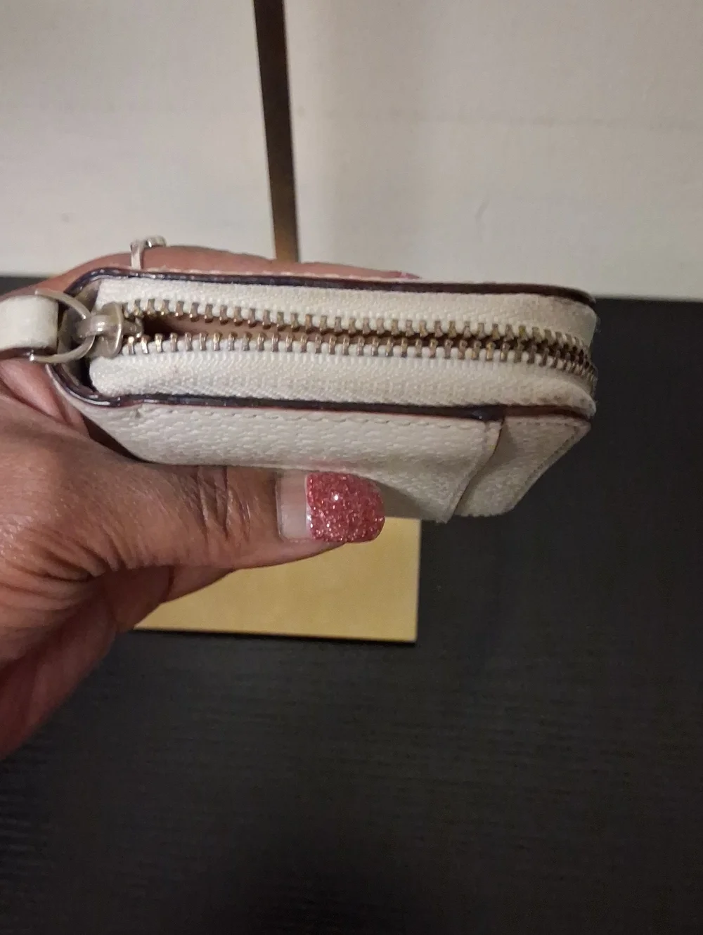 kate spade VINTAGE Cream/Gold Zip-Around Compact Wallet